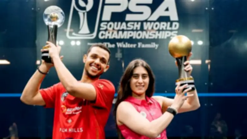 وزير الرياضة يهنئ نور الشربيني ومصطفى عسل بعد تتويجهما ببطولة ويندي سيتي للإسكواش