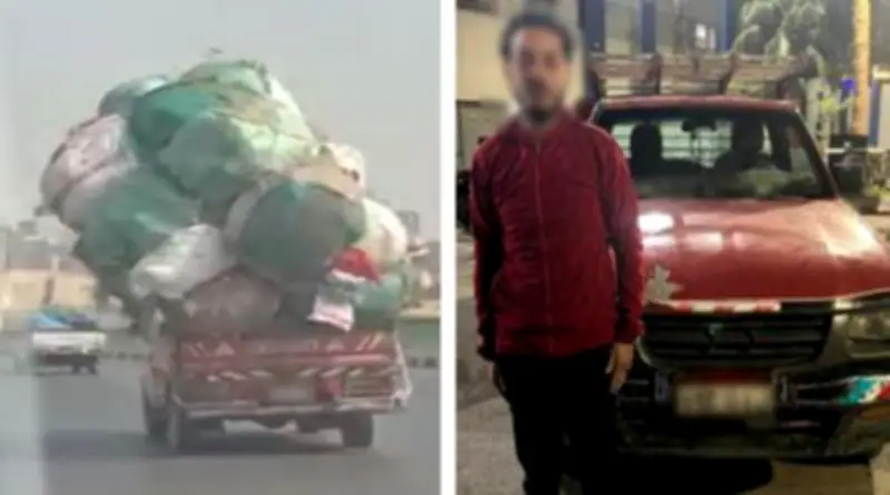 ضبط سائق يقود سيارة ربع نقل بحمولة زائدة في القاهرة