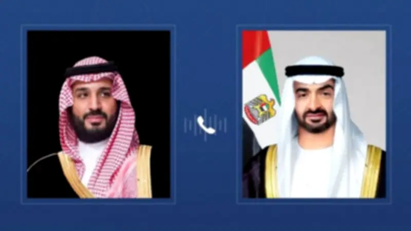 محمد بن زايد يتلقى اتصالاً من ولي العهد السعودي لمناقشة التطورات الإقليمية والاعتداءات الإيرانية