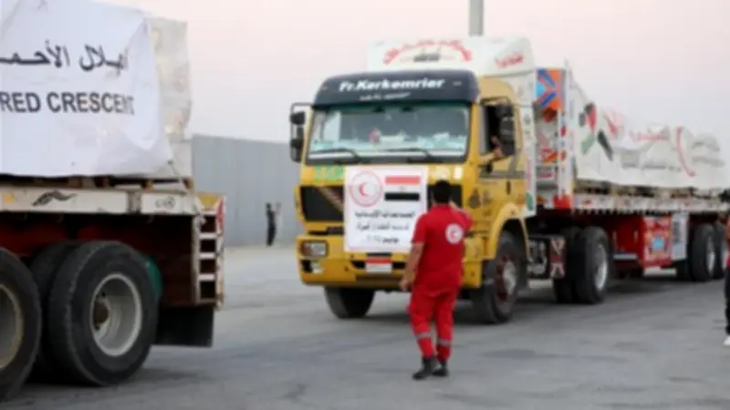 الهلال الأحمر المصري يرسل قافلة زاد العزة الـ166 محملة بأكثر من 3500 طن مساعدات لغزة