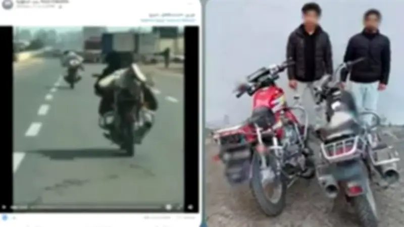 ضبط طالبين يقودان دراجتين ناريتين أثناء استعراض خطير على طريق سريع بالغربية