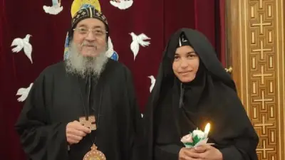 الأنبا يواقيم يرأس صلوات رهبنة راهبة جديدة بدير العذراء والشهيد ودامون بأرمنت