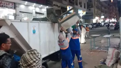 حملة ميدانية موسعة في جنوب الغردقة لرفع الإشغالات المخالفة وتحسين النظافة العامة