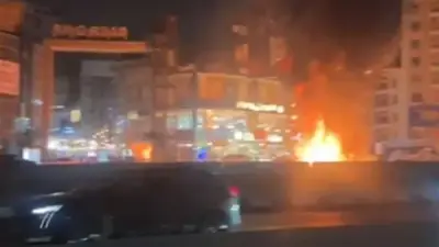 حريق لوحة إعلانية على الطريق الدائري يودي بحياة طفلة بسبب إشعال النار للتدفئة