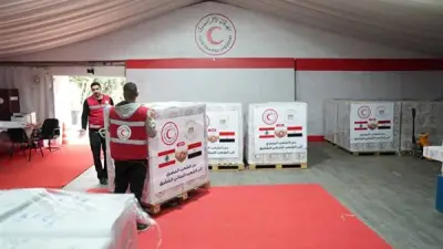 الهلال الأحمر المصري يرسل ألف طن من المساعدات الإنسانية إلى لبنان لدعم النازحين