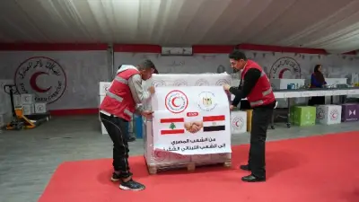 الهلال الأحمر المصري يرسل شحنة مساعدات إنسانية عاجلة إلى لبنان عبر البحر