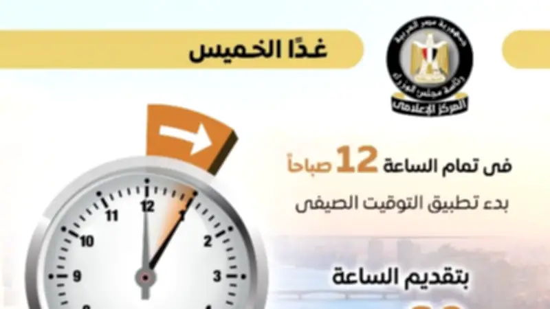 مجلس الوزراء يعلن موعد تطبيق التوقيت الصيفي 2026