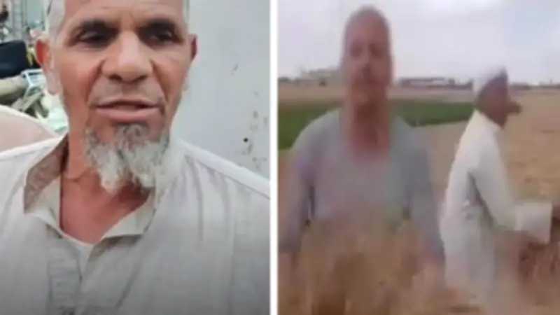 صاحب أرض يعبر عن فرحته بعد استعادة محصول القمح المسروق خلال 24 ساعة بالشرقية