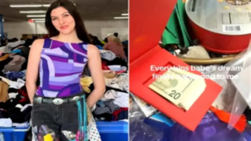 فتاة تعثر على كنز من الدولارات داخل صندوق قديم اشترته بأقل من دولار