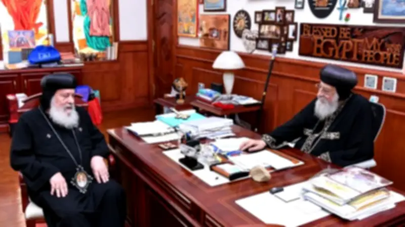 البابا تواضروس يتابع شؤون إيبارشية قنا وقفط مع الأنبا شاروبيم