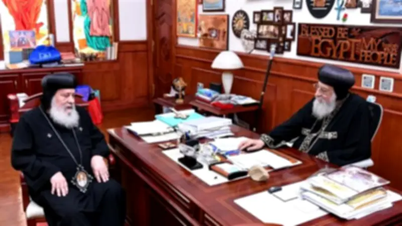 البابا تواضروس يتلقى تقريراً عن الخدمة في إيبارشية قنا ويستقبل وفداً كاثوليكياً فرنسياً