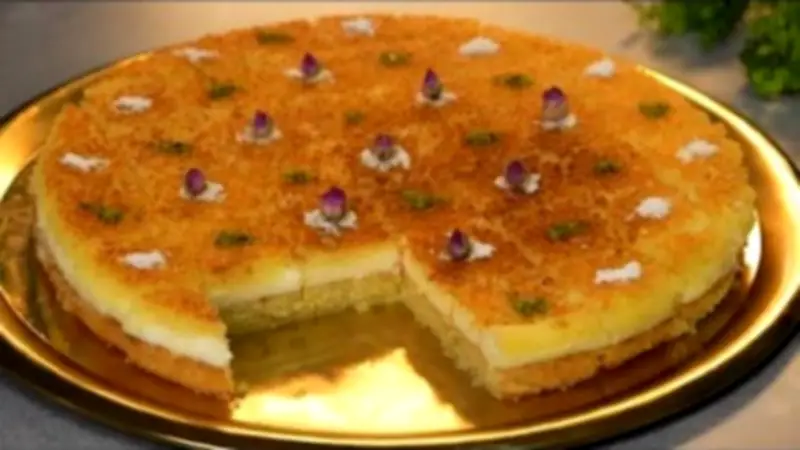 طريقة عمل كيكة البسبوسة بالكريمة للشيف محمد حامد بخطوات سهلة