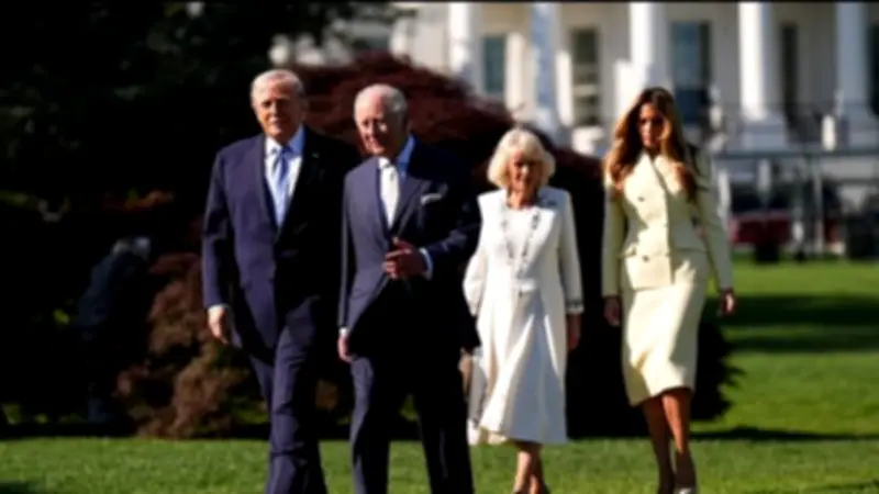صور استقبال ترامب للملك تشارلز وكاميلا في البيت الأبيض بحفل مهيب