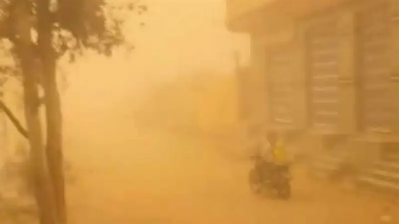 عواصف ترابية قوية تضرب الفرافرة بالوادي الجديد وتؤثر على الرؤية والطرق