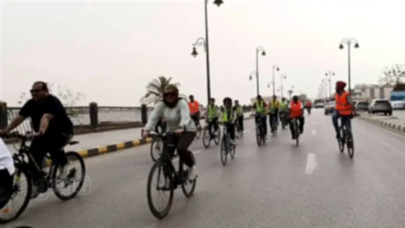 ماراثون دراجات هوائية على كورنيش النيل في بني سويف ضمن فعاليات "لياقة المصريين"