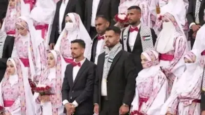 بدعم إماراتي.. زفاف جماعي لـ300 عريس وعروس في غزة ضمن الفارس الشهم 3