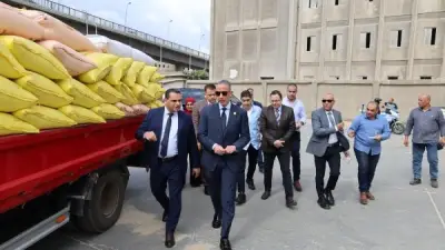 محافظ الجيزة يتفقد صومعة إمبابة لمتابعة تخزين 50 ألف طن قمح