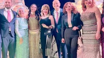 إلهام شاهين تهنئ لميس الحديدي وعمرو أديب بخطبة ابنهما نور في احتفال عائلي