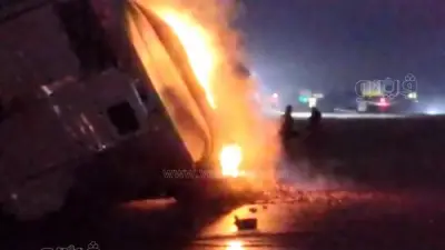 قوات الحماية المدنية تنجح في السيطرة على حريق سيارة نقل محملة بالخضراوات في مطروح