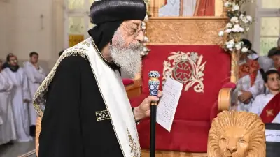 البابا تواضروس يترأس قداس خميس العهد في دير مارمينا بكينج مريوط وسط حضور كنسي وشعبي