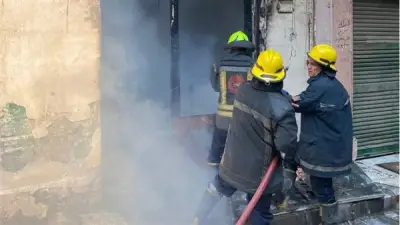 انفجار أسطوانة غاز يتسبب في حريق مدمر بكافيه بحلوان وإصابة رجل إطفاء