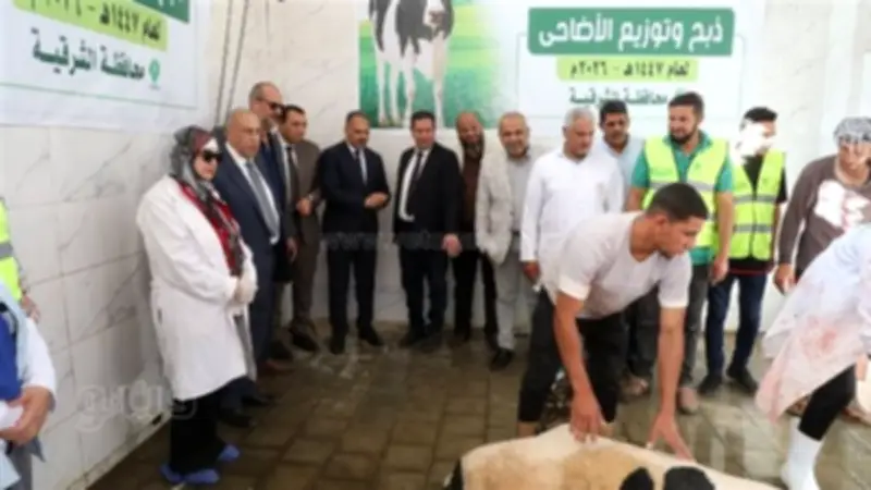 محافظ الشرقية يشهد ذبح 50 أضحية وتوزيع لحومها على الأسر الأولى بالرعاية