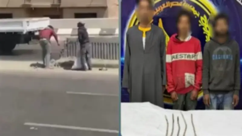 ضبط متهمين بسرقة أسياخ حديد من الحاجز الخرساني بدائري الخصوص