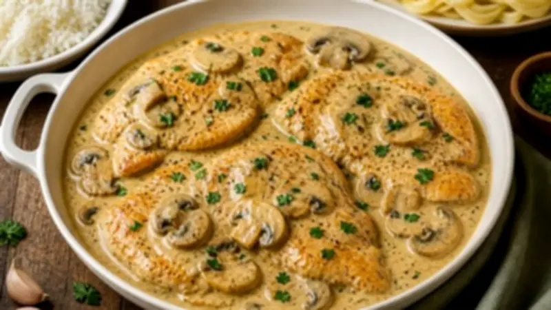 طريقة عمل البيكاتا فراخ بصوص كريمي خطوة بخطوة