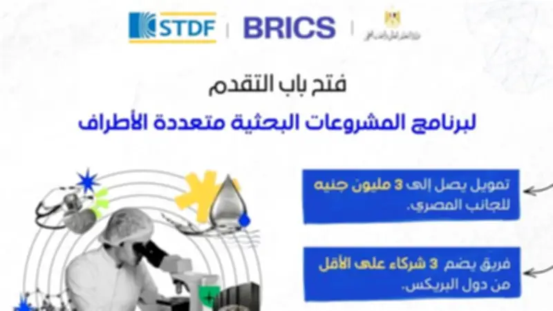 هيئة تمويل العلوم تفتح باب التقدم للنداء السابع لبرنامج البريكس للبحث العلمي