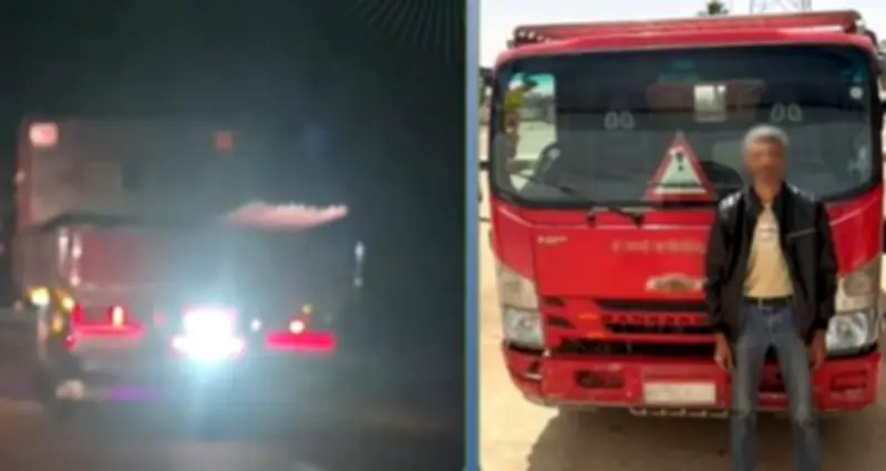 ضبط سائق نقل لتركيبه كشاف يعيق الرؤية على الطريق السريع
