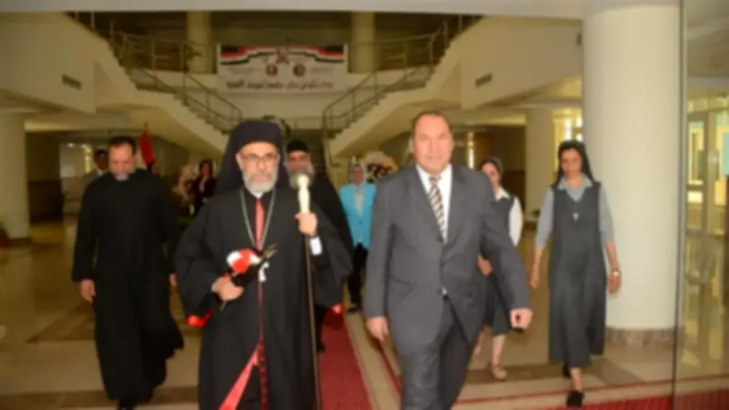 جامعة أسيوط الأهلية تستقبل مطران الأقباط الكاثوليك للتهنئة بعيد الأضحى