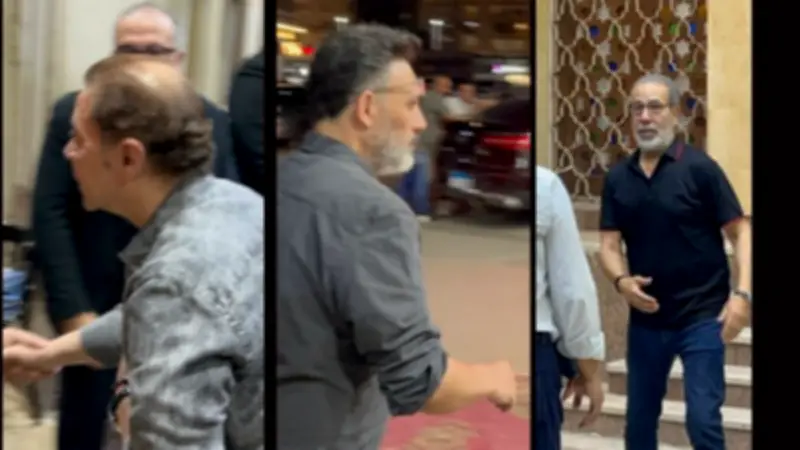 نجوم الفن في عزاء والد الشاعر هاني عبد الكريم بمسجد الحامدية الشاذلية