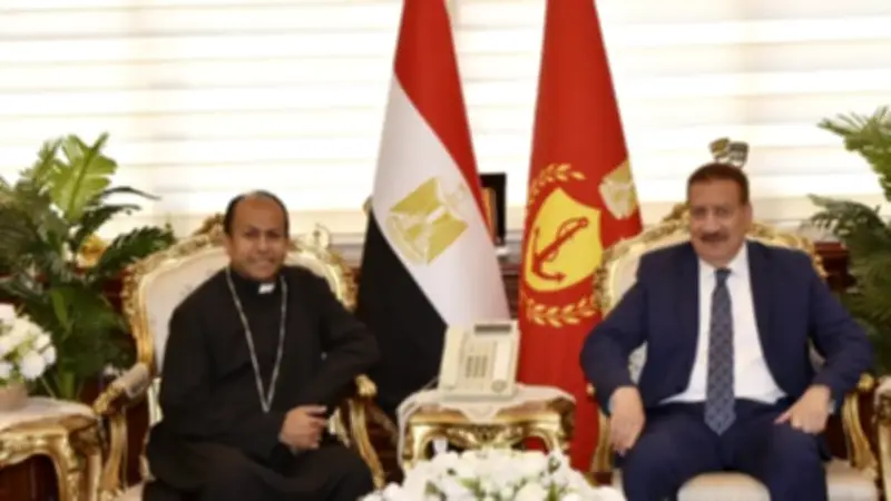محافظ بورسعيد يستقبل وفد كنيسة أسقفية الزهور للتهنئة بعيد الأضحى