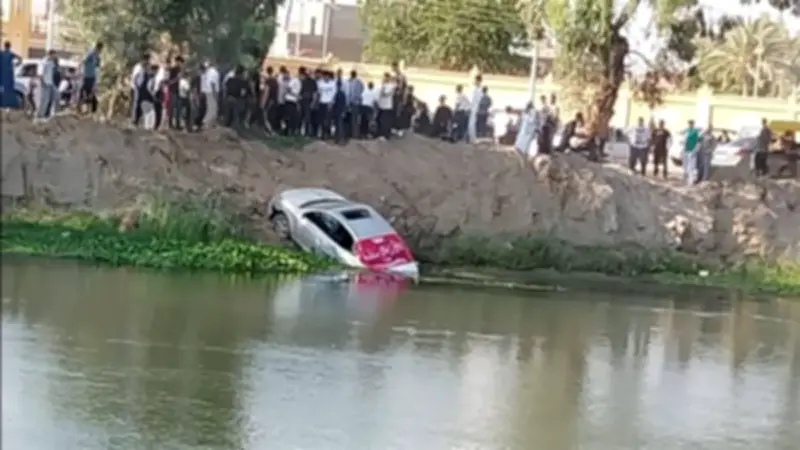 إصابة شخص في حادث انقلاب سيارة بترعة الإسماعيلية أمام قرية المحسمة