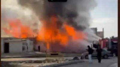 ماس كهربائي يتسبب في حريق لوكيشن تصوير مسلسل بيت بابا 2 بمدينة الإنتاج الإعلامي
