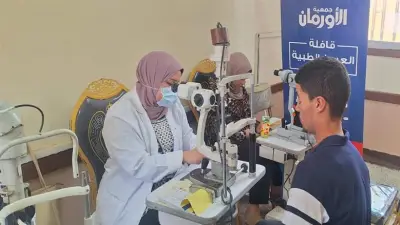 قافلة عيون مجانية تفحص 500 مريض بقرى الرياض في كفر الشيخ