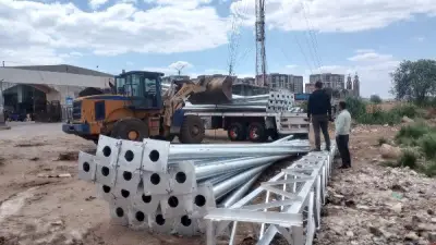 تركيب 63 عمود إنارة بمحور جمال نور الدين في كفر الشيخ