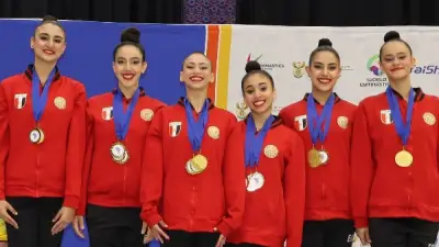 منتخب الجمباز الإيقاعي الجماعي للكبار يتوج بذهبية البطولة الأفريقية