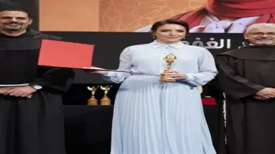 ريهام عبدالغفور تعبر عن سعادتها بتكريمها في مهرجان الكاثوليكي السينمائي