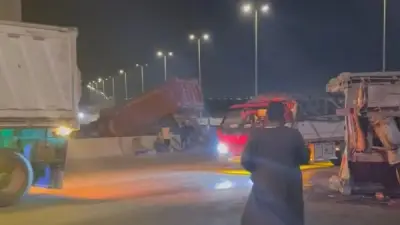 حادث مروع على الطريق الأوسطي باتجاه حدائق أكتوبر وسقوط ضحايا