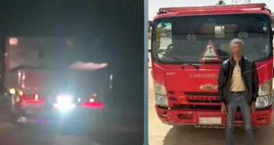 ضبط سائق لنقله كشاف معيق للرؤية أثناء سيره على الطريق