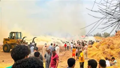 خسائر بالملايين في حريق شونة كتان بشبراملس بالغربية (فيديو)