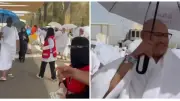 متطوعون يوزعون مظلات وأكياس ثلج على حجاج عرفات في حرارة شديدة