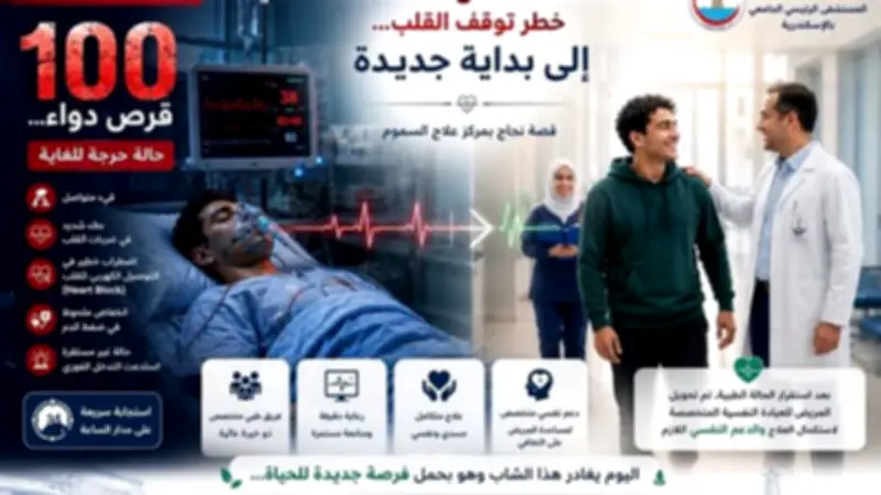 إنقاذ شاب تناول 100 قرص دواء للقلب بمركز السموم بالإسكندرية