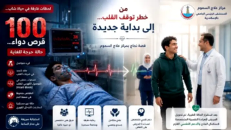فريق سموم الإسكندرية ينقذ شابًا تناول 100 قرص دواء