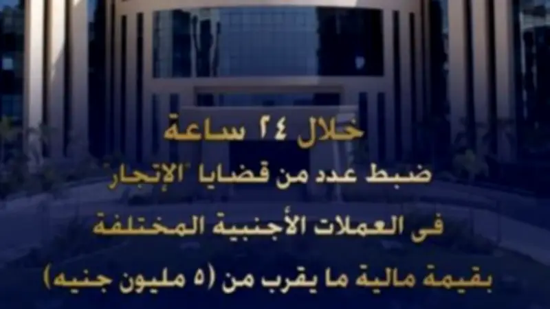 ضبط قضايا إتجار في العملات الأجنبية بقيمة 5 ملايين جنيه