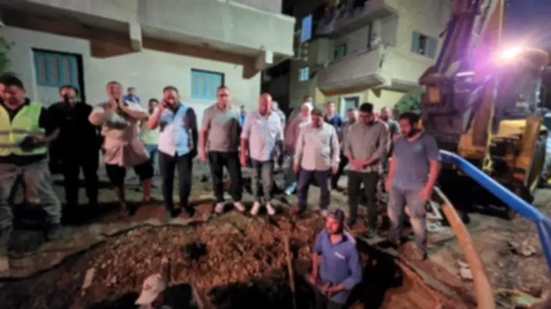 المنوفية تنهي إصلاح عطل خط مياه 500 مللي بعد ساعات من العمل