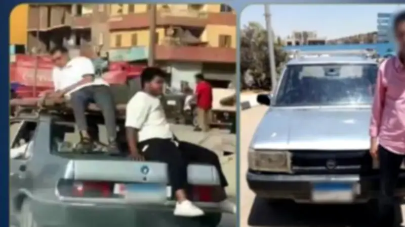 القبض على سائق سمح لشخصين باعتلاء سيارته أثناء السير بالقاهرة