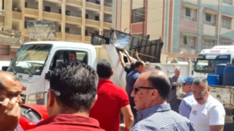 حملة مكبرة لرفع الإشغالات بشوارع أجا ومنية سمنود في الدقهلية