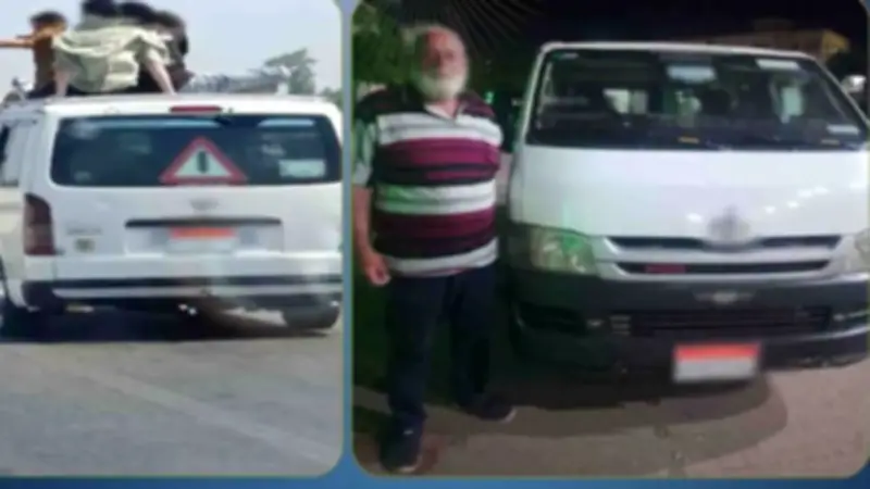 ضبط سائق ميكروباص بالدقهلية سمح للركاب بالجلوس على سطح السيارة